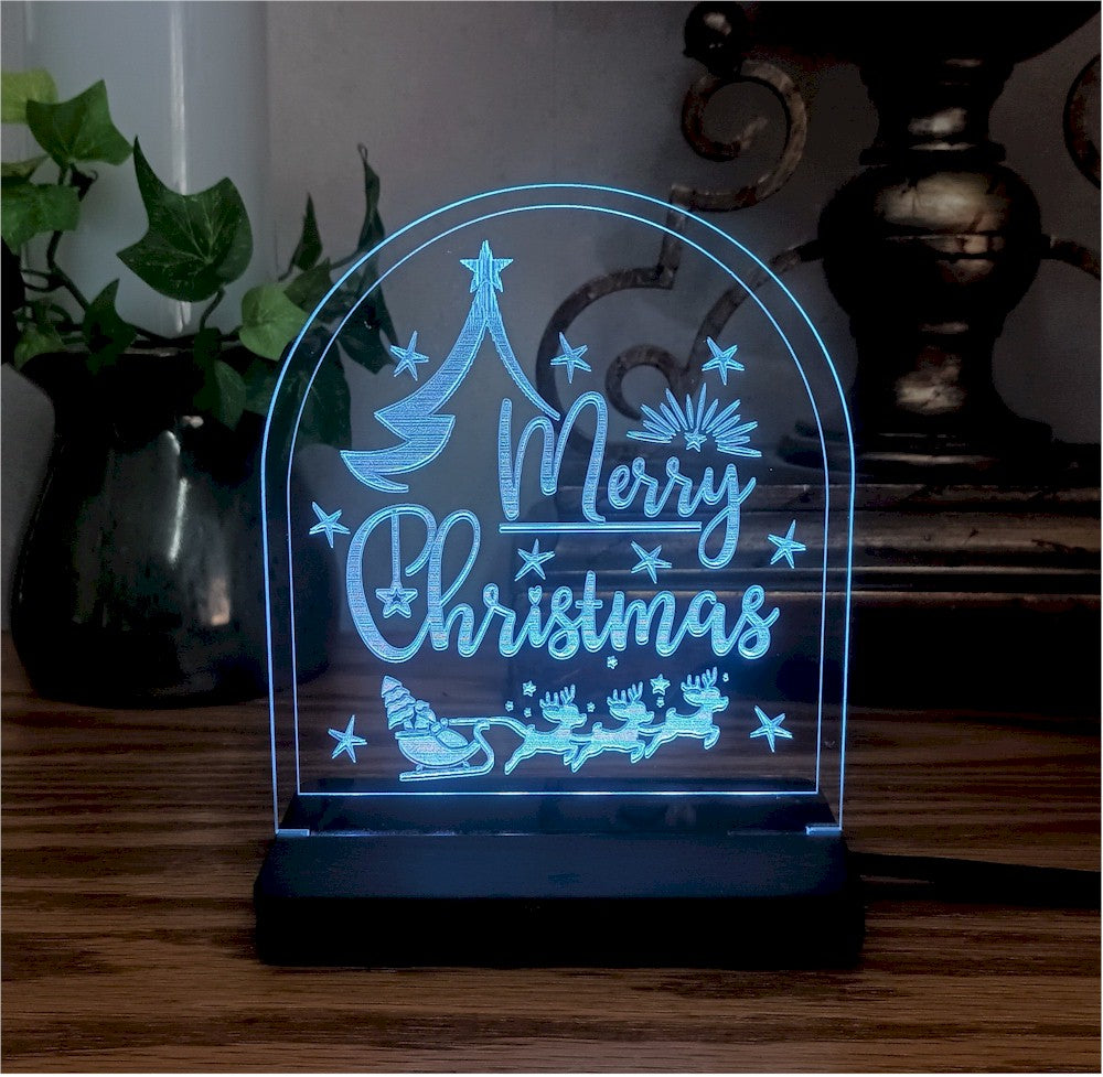 Christmas Edge-Lit Sign Custom Engraved LED Merry Christmas 2