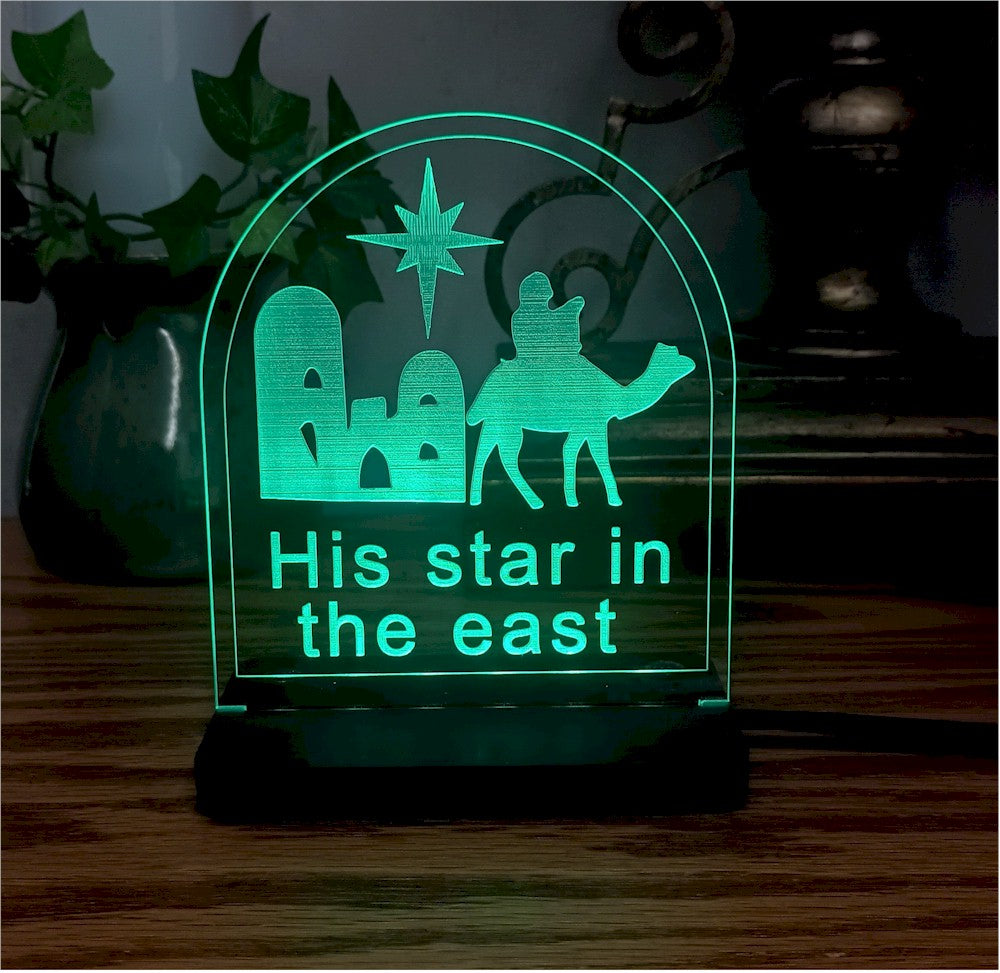 Inspirational Edge-Lit Sign Custom Engraved LED His Star in the east
