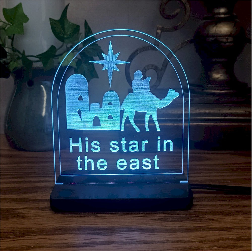 Inspirational Edge-Lit Sign Custom Engraved LED His Star in the east