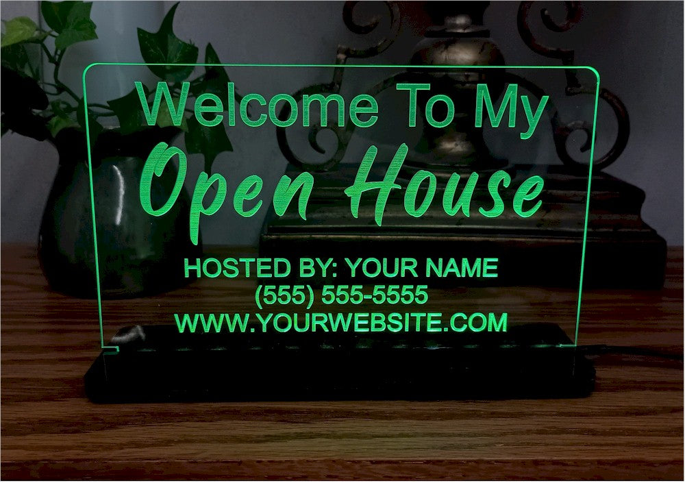 Custom Engraved LED Edge-Lit Sign Welcome to my Open House