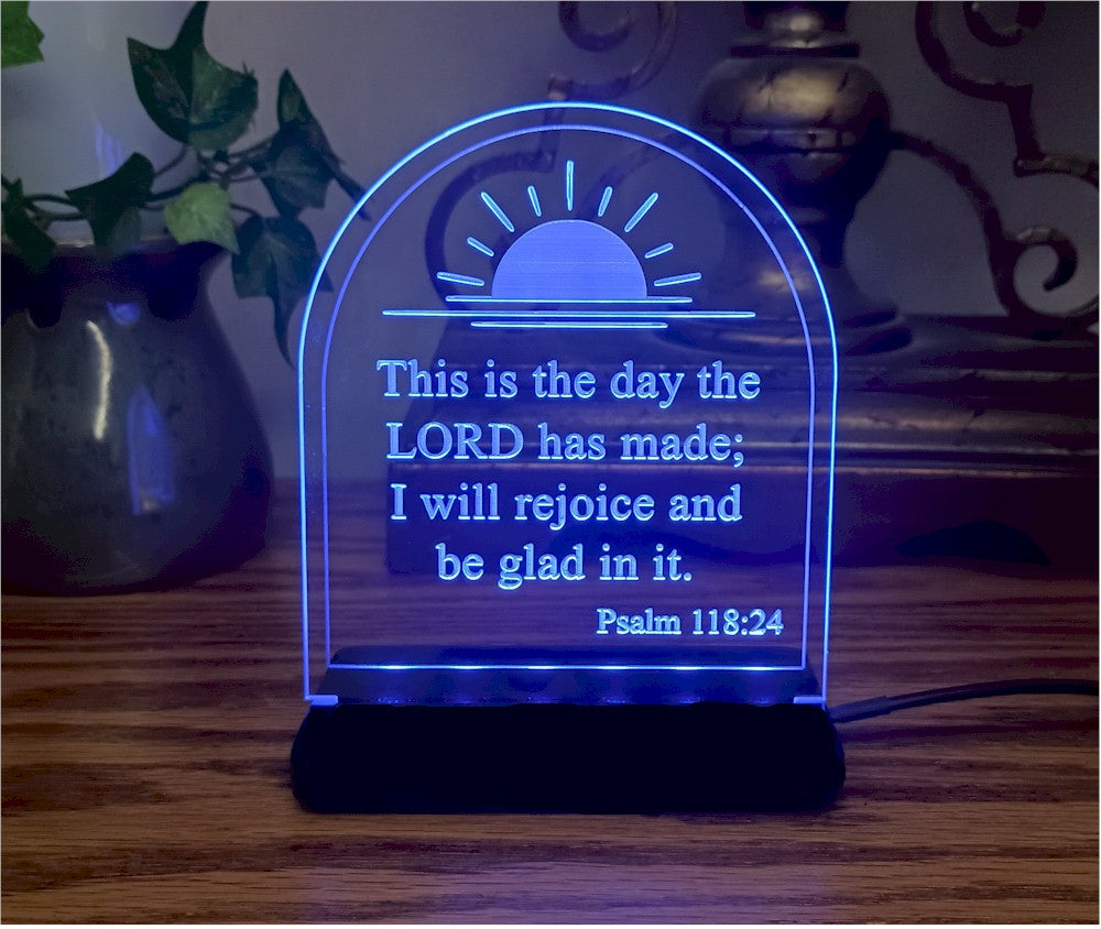 Custom Engraved LED Nightlight Psalm 118:24