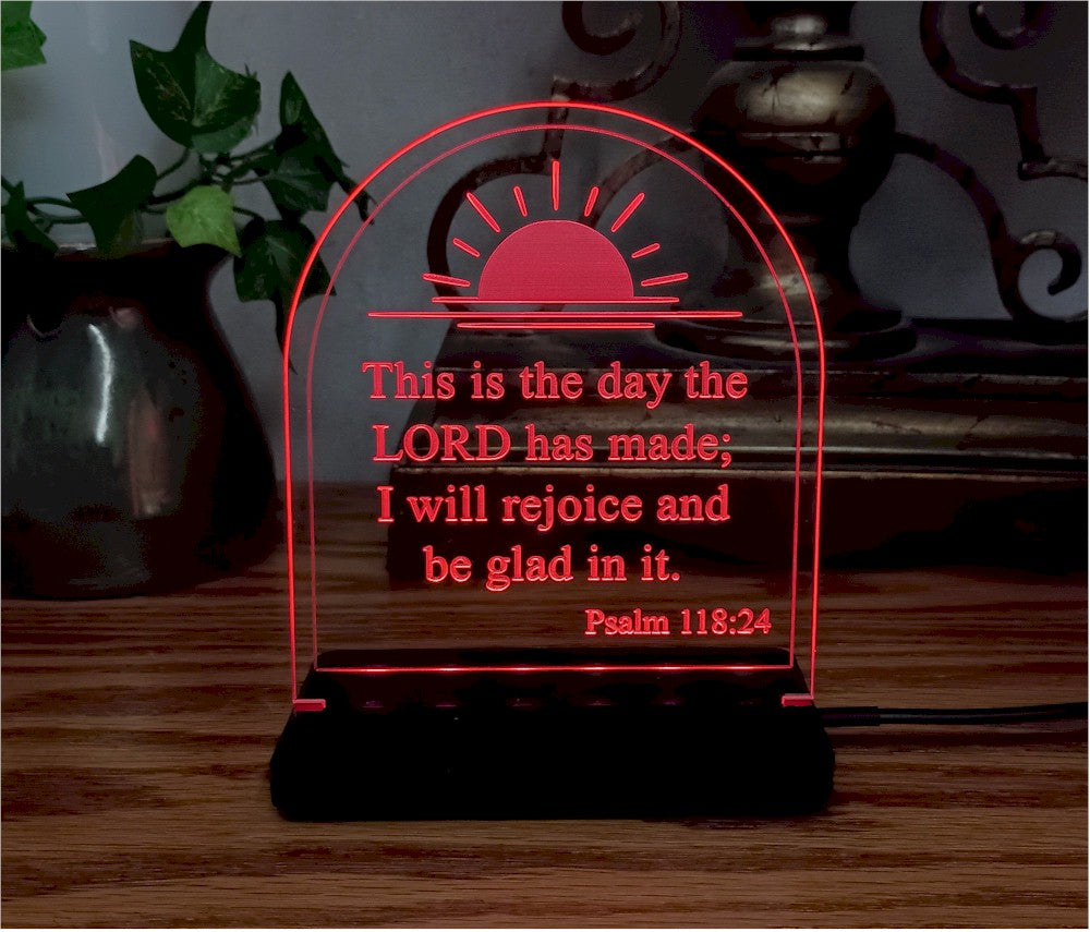 Custom Engraved LED Nightlight Psalm 118:24